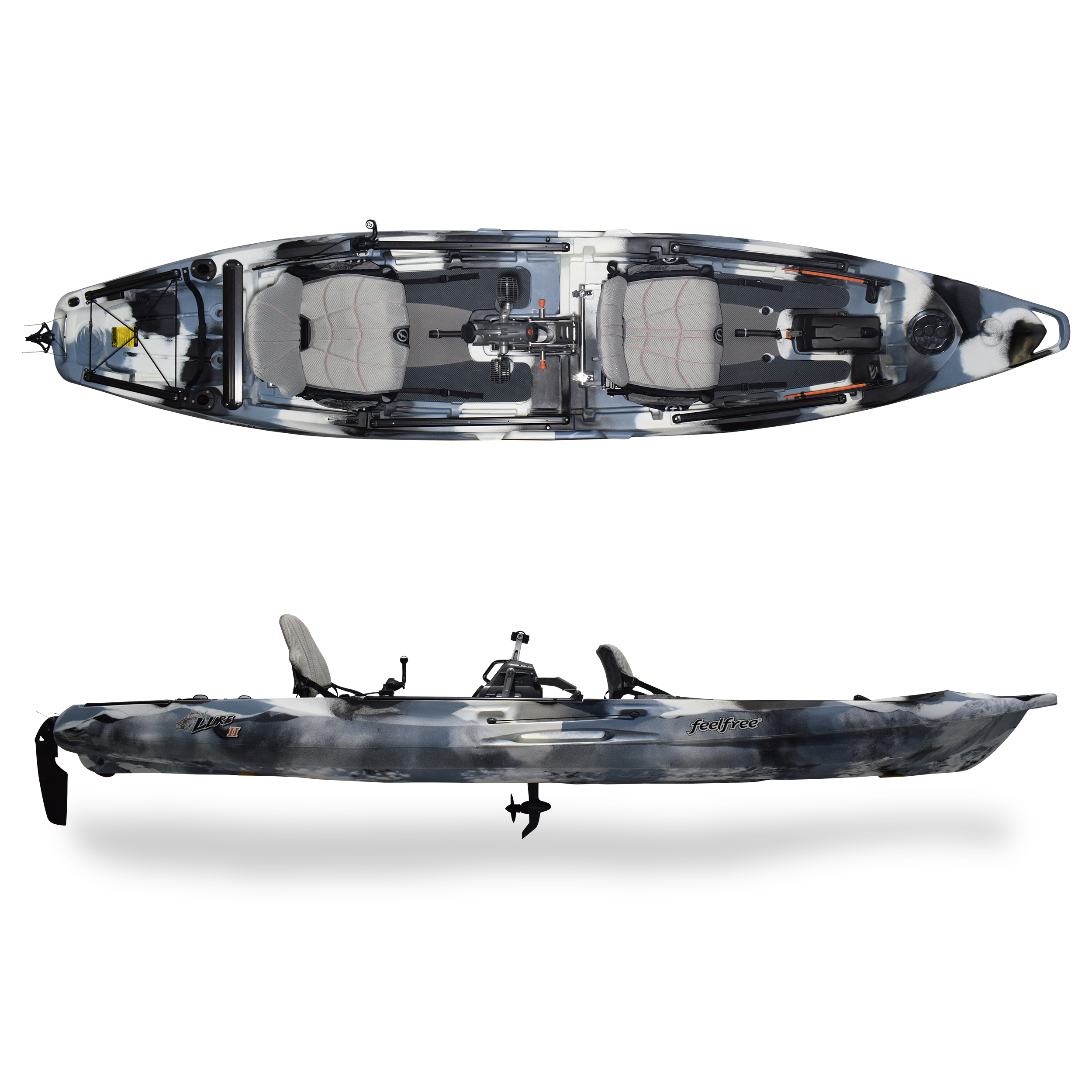 Feelfree Lure II Tandem Fishing Kayak W/ Overdrive Winter Camo