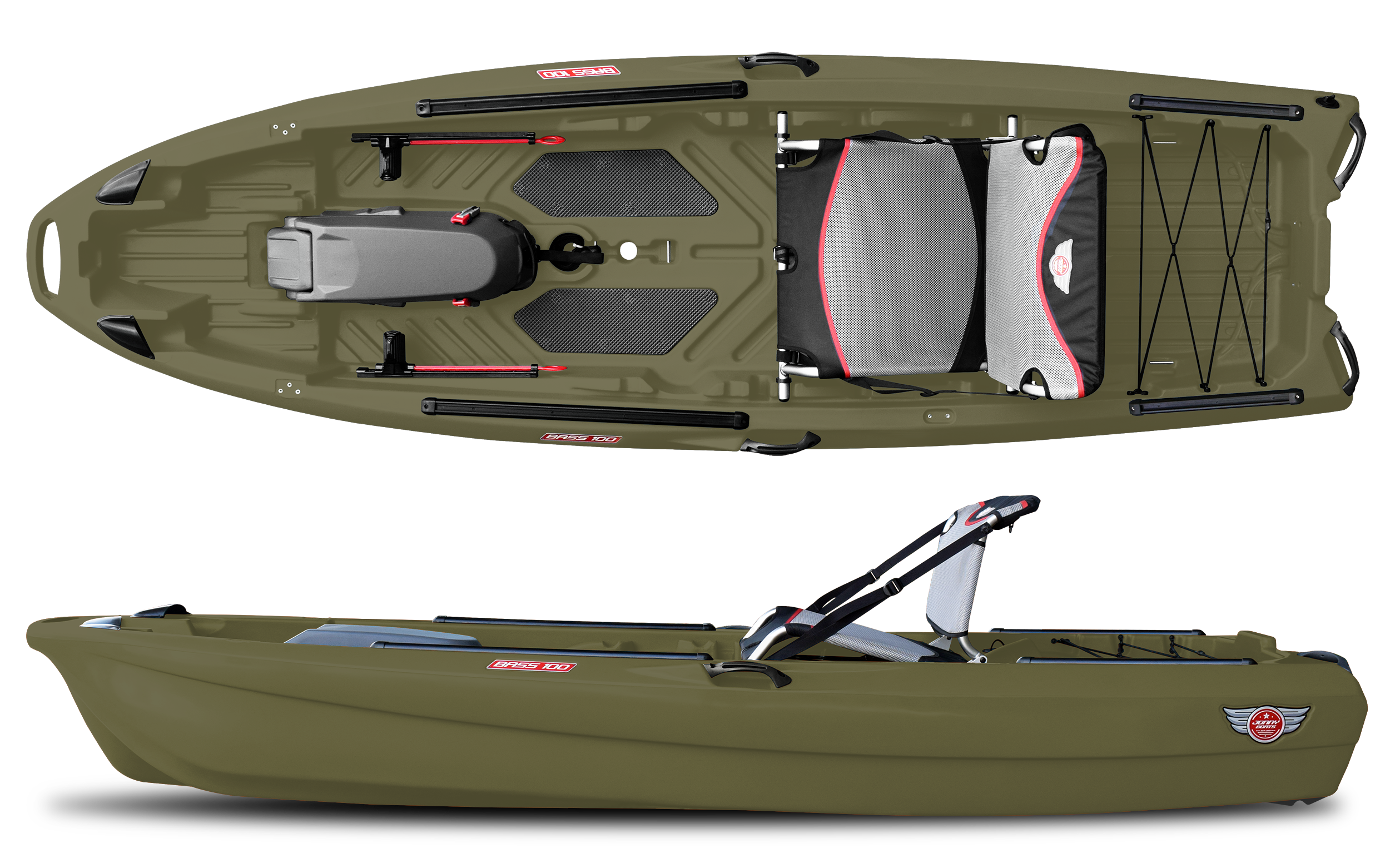 Bass 100-Boat-Jonny Boats-Army Green-Waterways